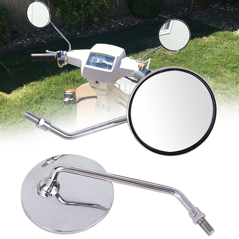 Motorcycle Classic Chrome Round RearView Side Mirrors 10mm Universal For Honda