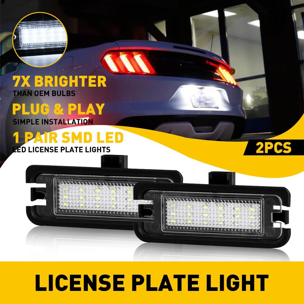 For 15-21 Ford Mustang Brightest White LED License Plate Light Housing Pair EAH