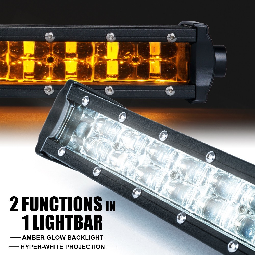 Xprite 72W 14″ Philips LED Work Light Bar Amber Backlight Offroad Driving Lamp