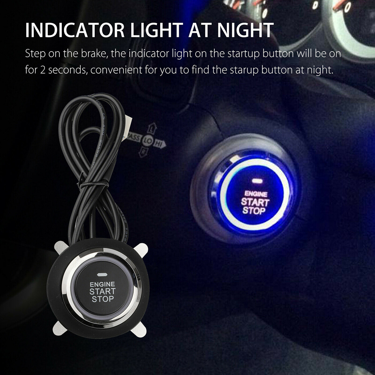 Car Ignition Switch 12V RFID Engine Start Push Button Keyless Entry Starter Kit