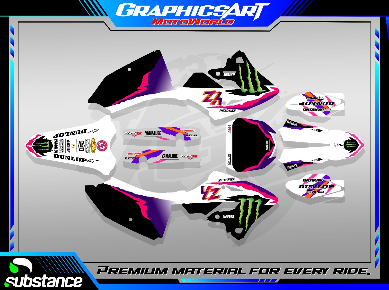 Throwback Retro Graphics Kit Decals Yamaha YZ125 YZ250 YZ125X YZ250X 1996-2026