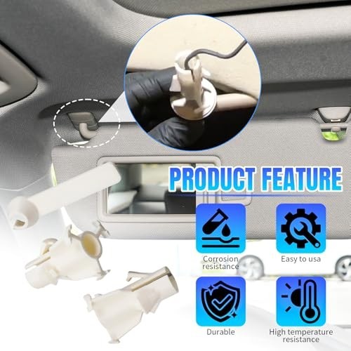 Sun Visor Retainer Clip Repair Kit for Hummer H2 White ABS Plastic