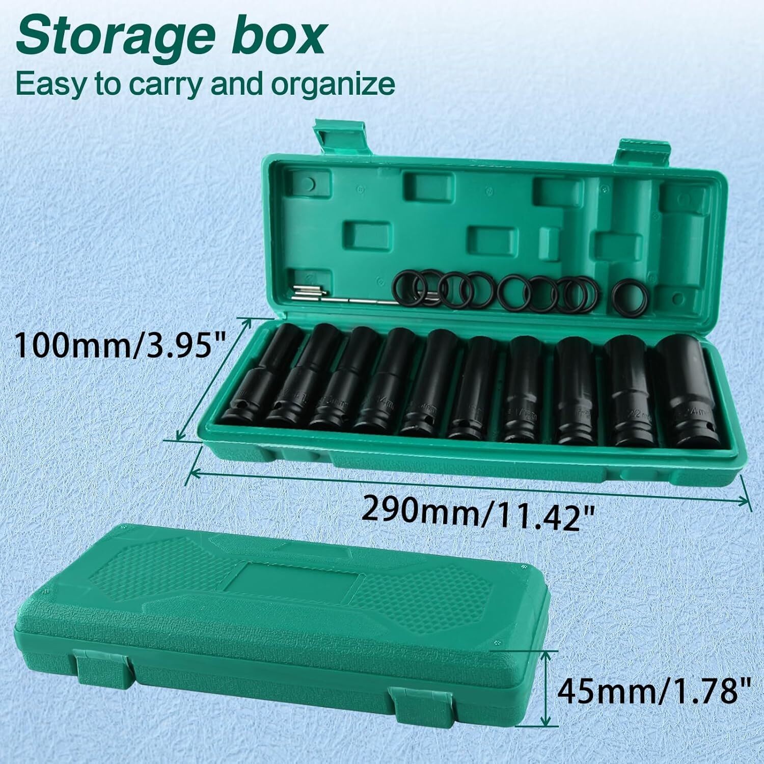 1/2″ Deep Impact Socket Set Drive Long Reach Thin Wall Metric Sockets 10mm-24mm