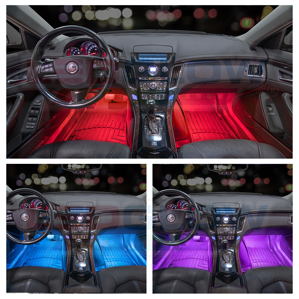 LEDGlow 4pc 7 Color Multi Color LED Interior Underdash Neon Accent Lights Kit