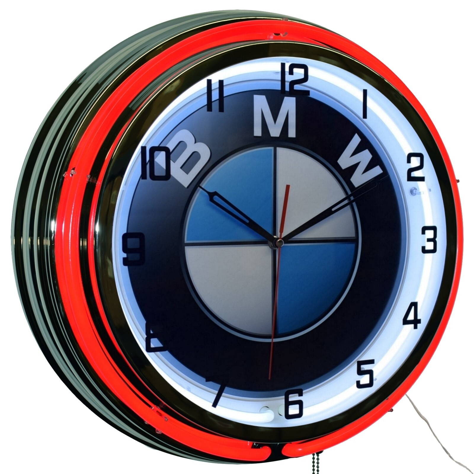 19″ BMW The Ultimate Driving Machine Double Neon Clock Man Cave Decor (Red)