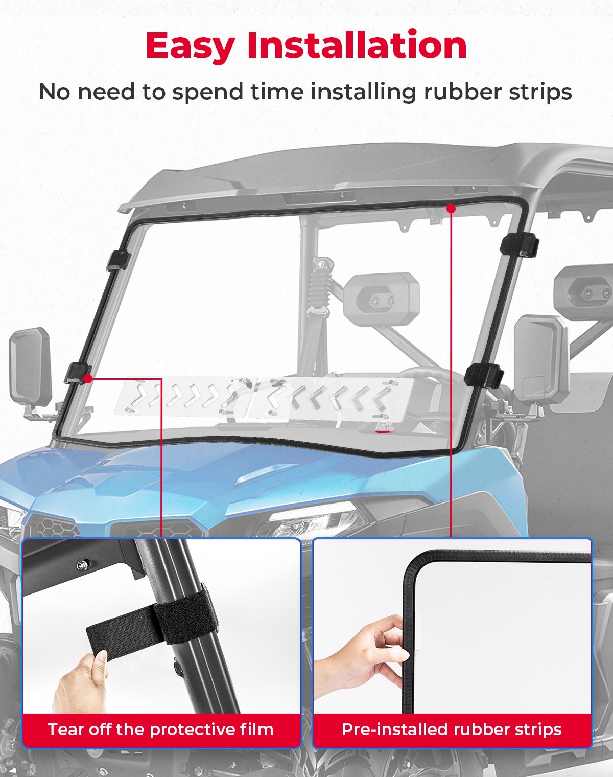 2-IN-1 Vented Front Full Windshield For CFMOTO UForce 600 2021-2025/ 800XL 2025
