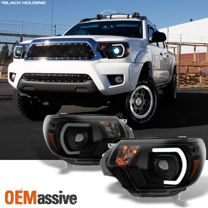 *PRO U-Bar Mono-Eye Style* Fits 2012 Tacoma LED Black Smoke Projector Headlight