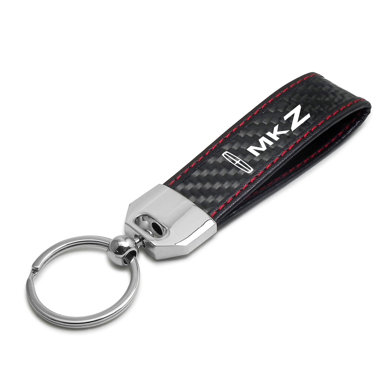 Black Leather & Carbon Fiber Key Chain Red Stitching – Lincoln MKZ