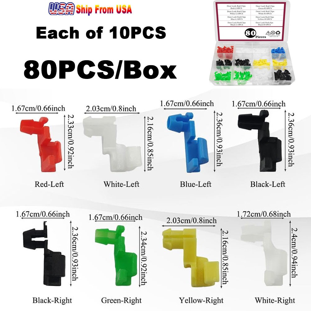 80PC Door Lock Rod Clip Set Lock Linkage Fixing Door Handles Fasteners Fixing