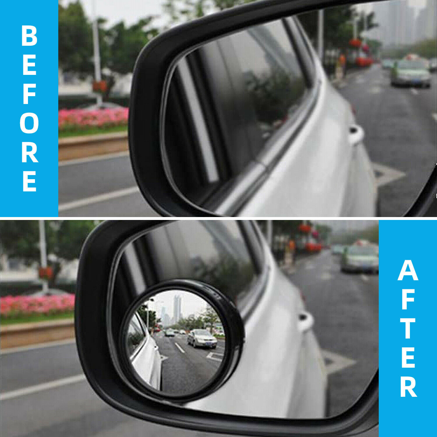 2PCS 360° Side Blind Spot Mirrors Round HD Glass Convex Rear View Mirror for Car