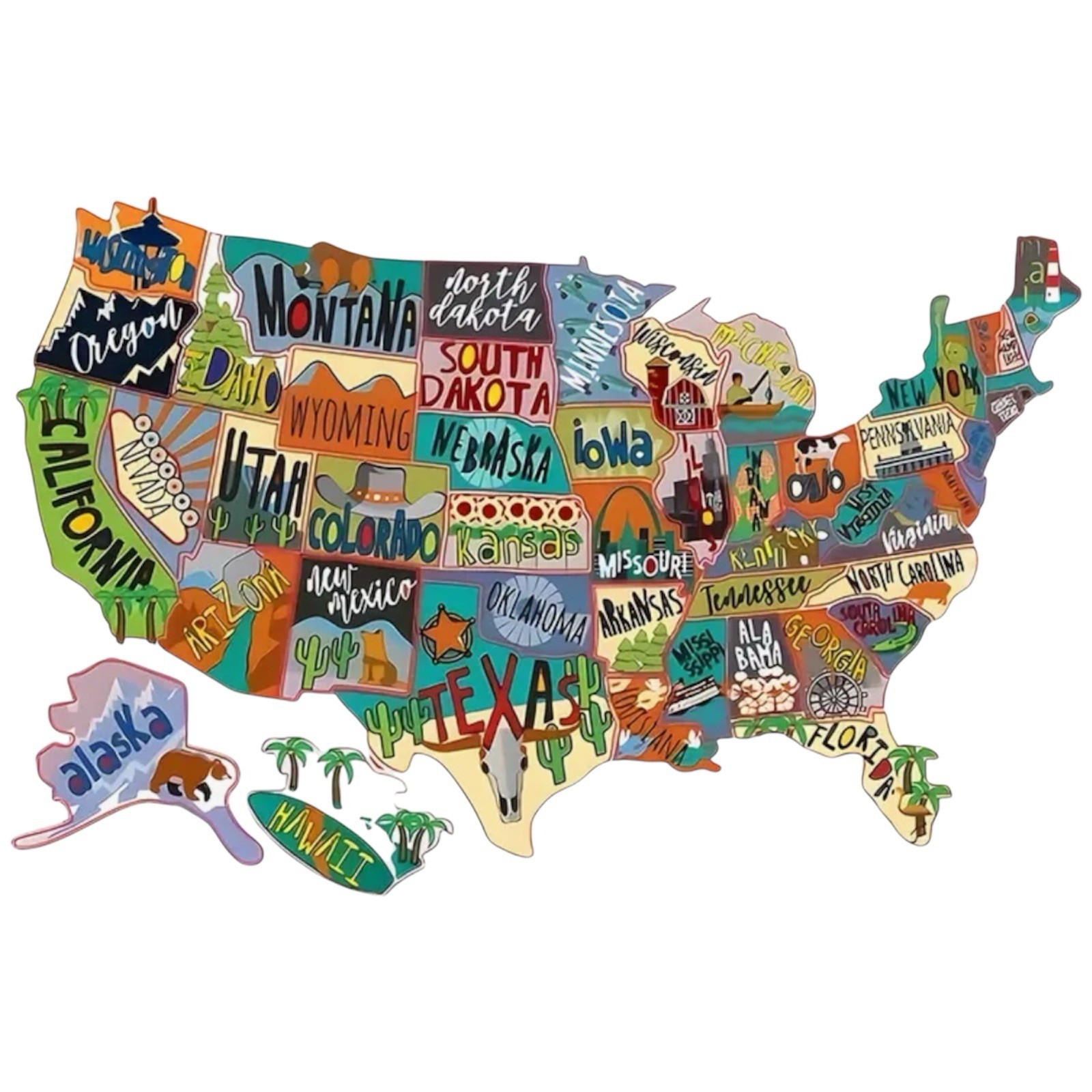 USA Map UNITED STATES 3” Inch Vinyl Sticker Decal Road Trip Vacation Travel 1PC