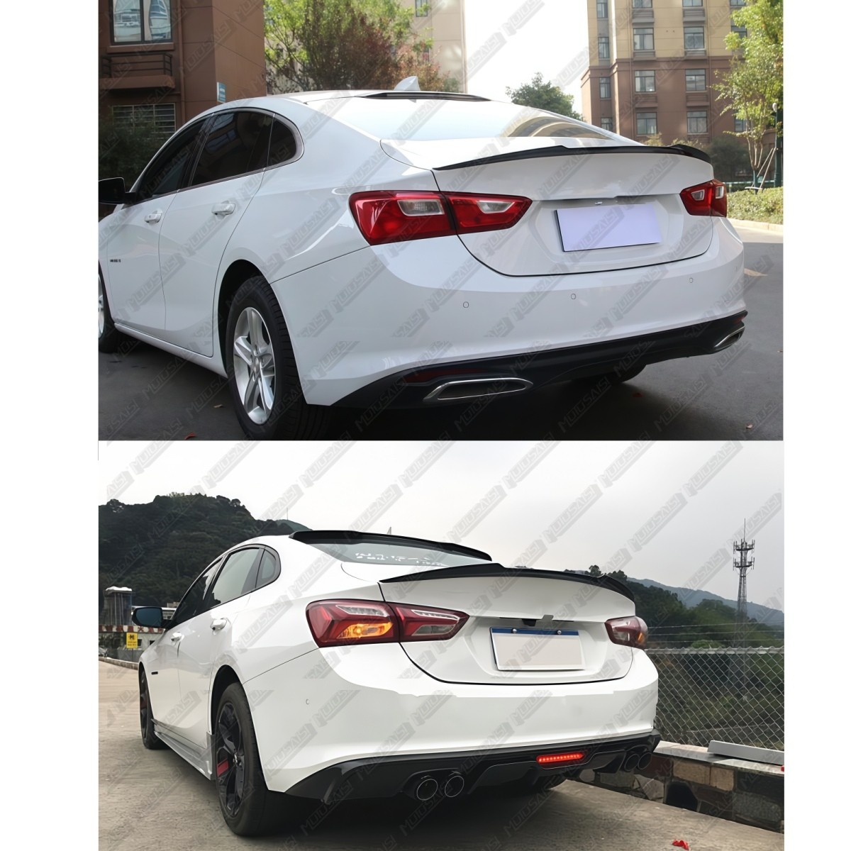 For 2016-24 Chevrolet Chevy Malibu High Kick Rear Trunk Spoiler Wing Gloss Black