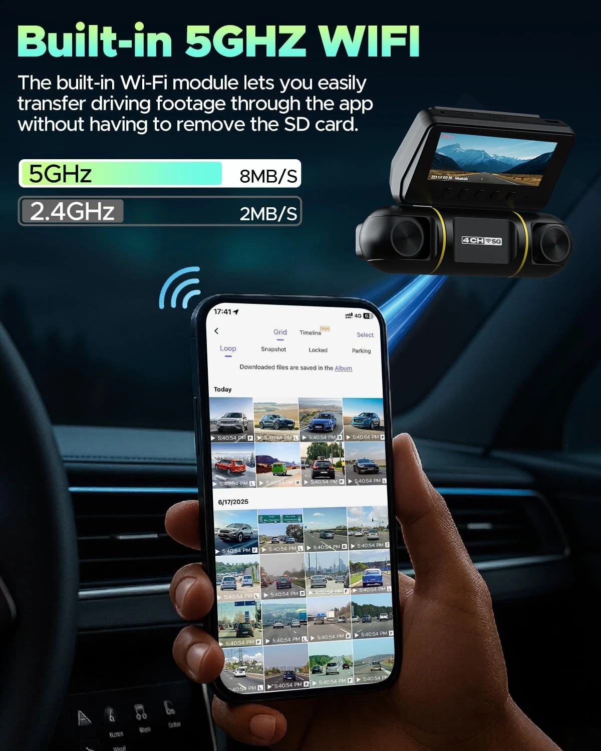 Dash Cam 4 Channel 360° Front Rear Inside DashCam, FHD 1080P Car Camera 128GB