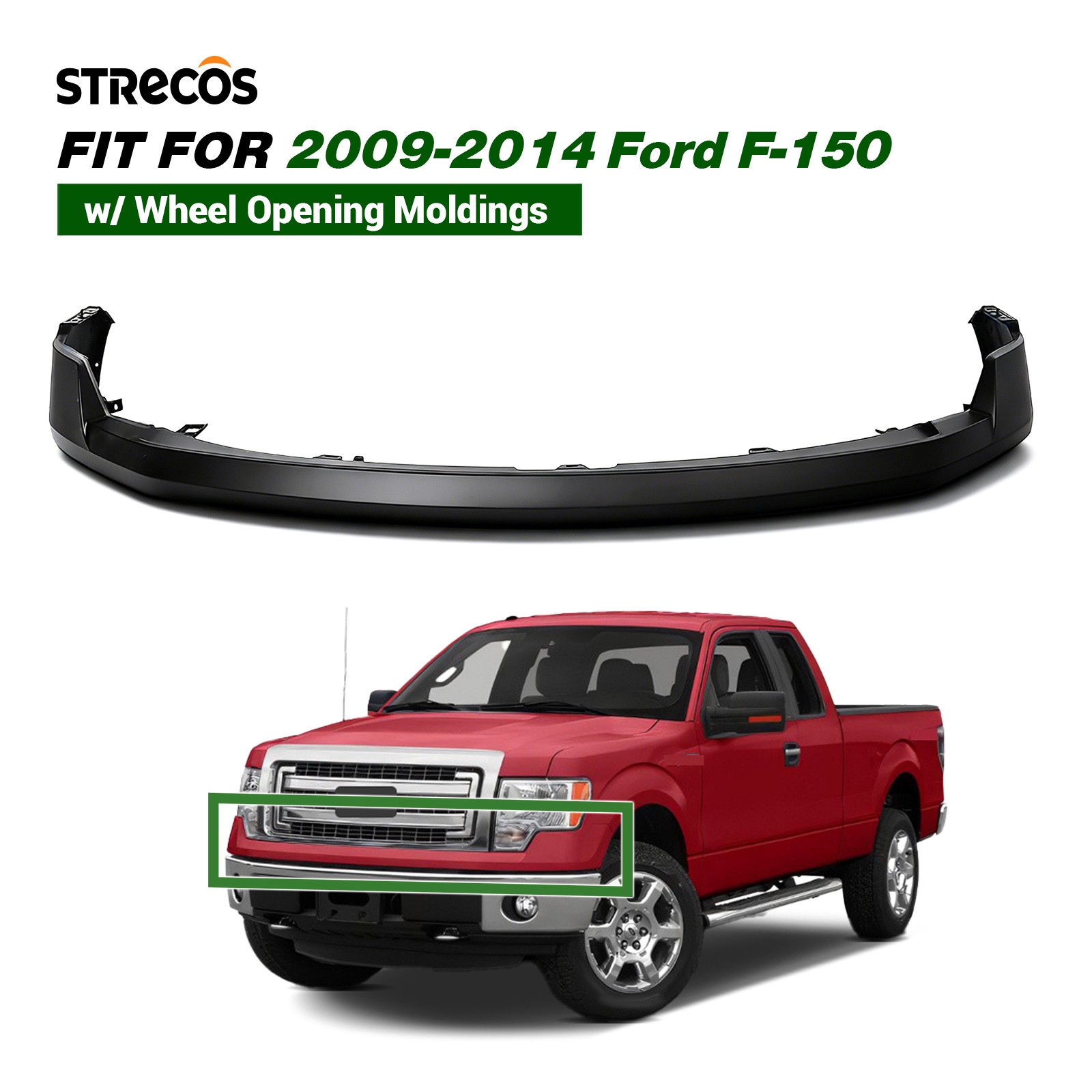 Front Upper Bumper Cover For 2009-2013 2014 Ford F-150 Primed Black FO1000644