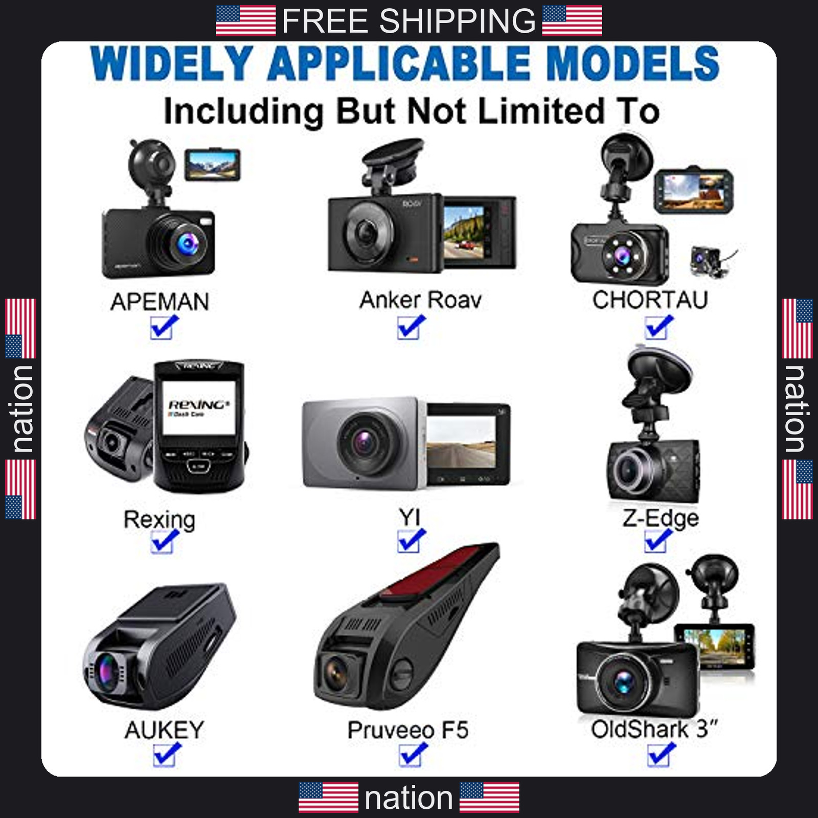 Dash Cam Mount Universal Rear View Mirror Holder for Miden S7 APEMAN YI Rexing
