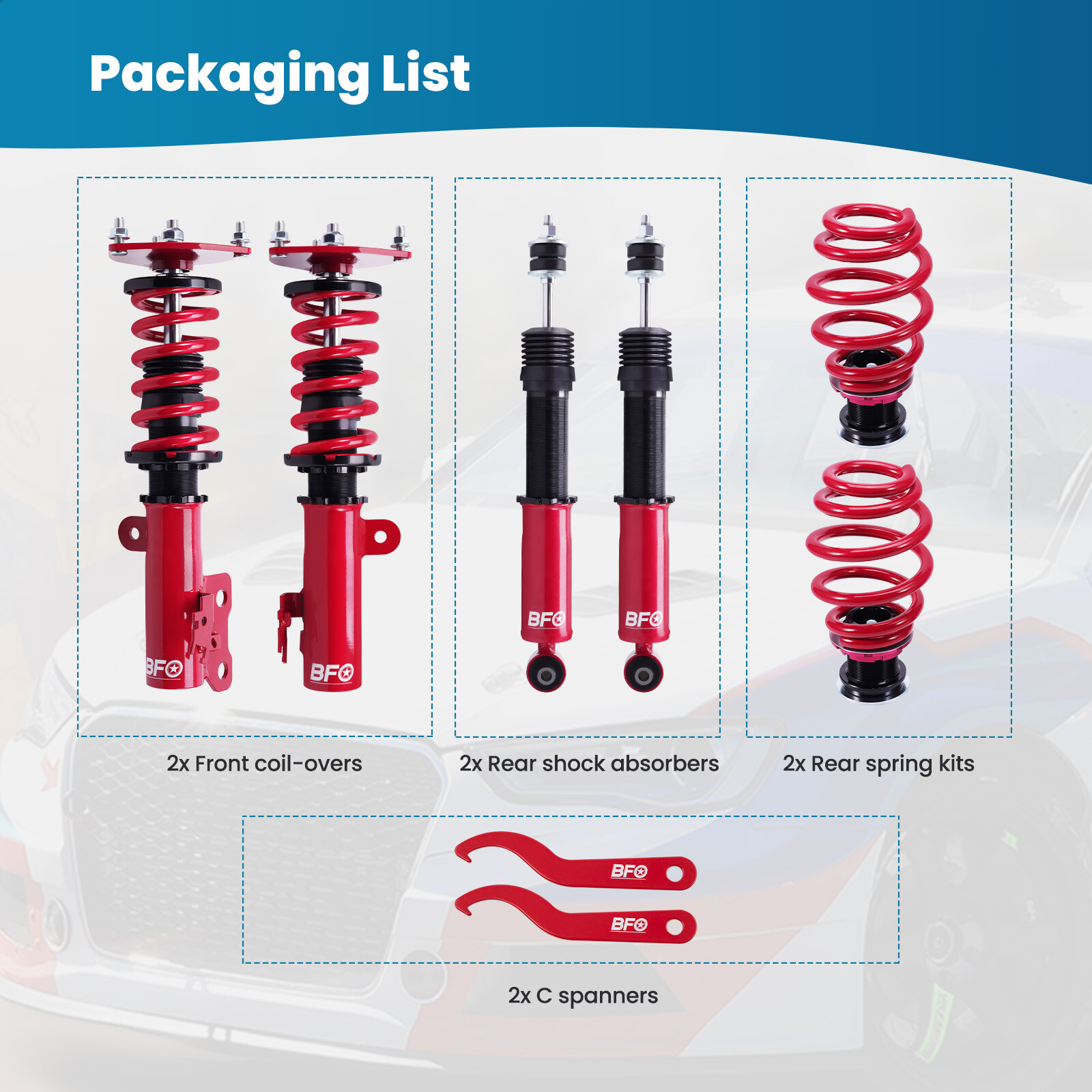 BFO Coilovers Suspension Kit For Scion TC 2011-2016 AGT20 Adjustable Height