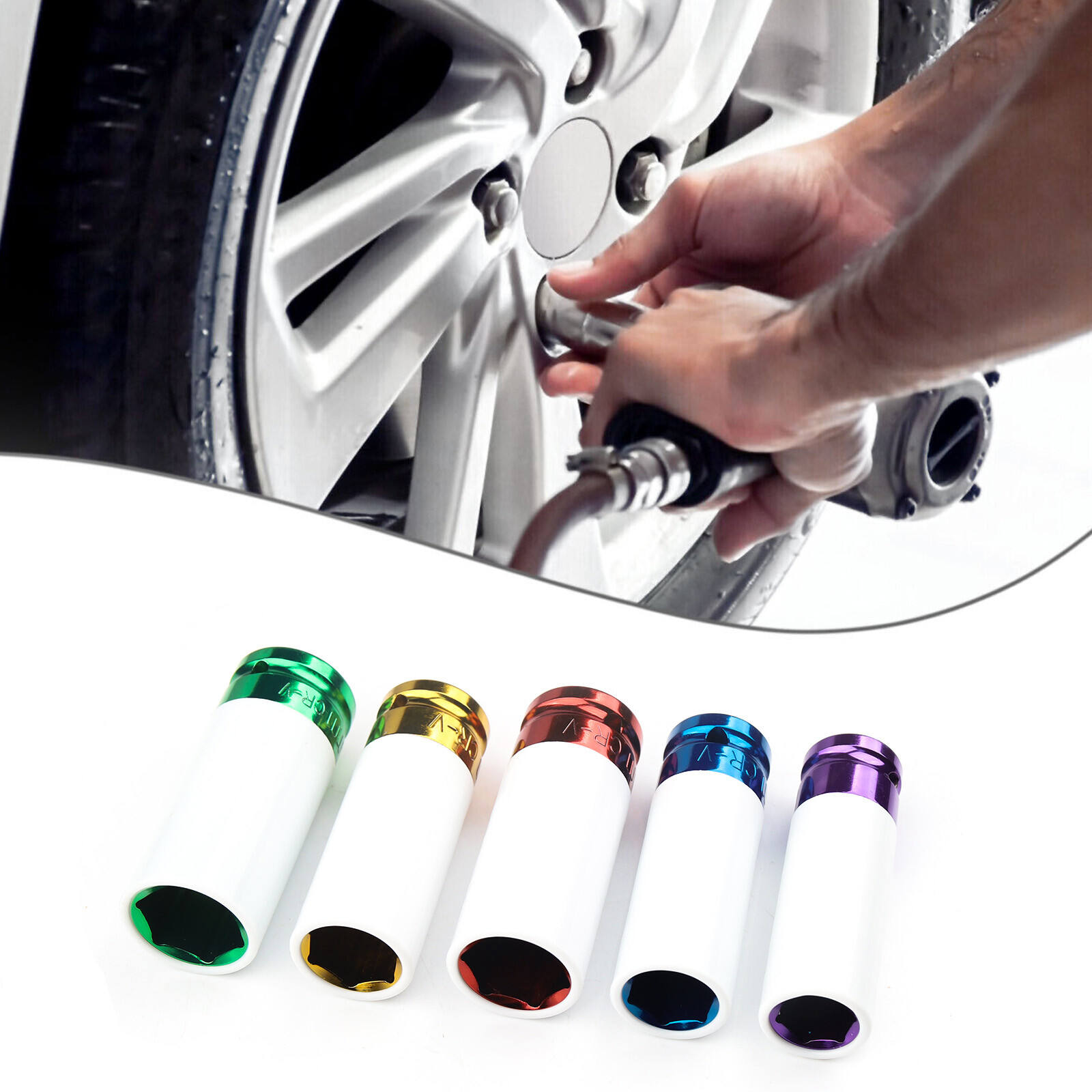 5PC Impact Drive Lug Nut Socket 1/2” Thin Wall Wheel Rim Protector Set 15-22mm