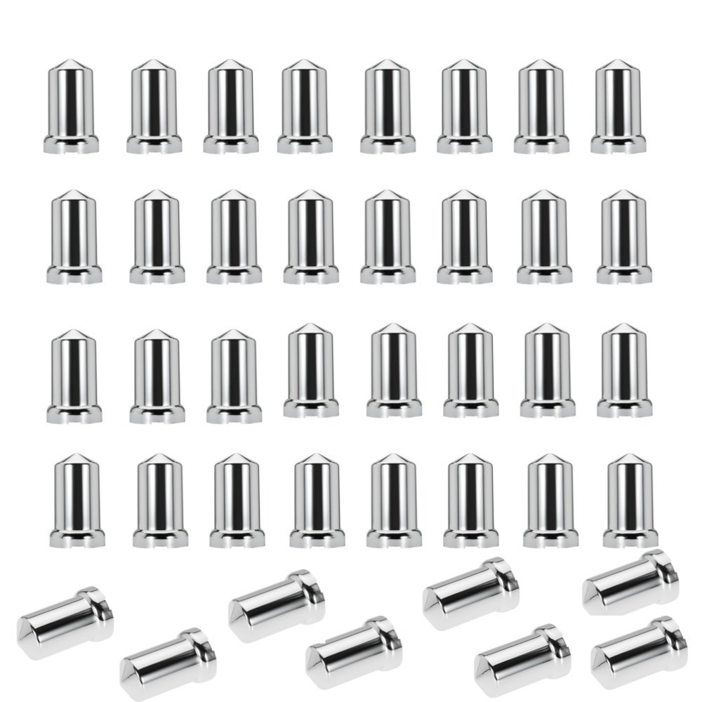 33mm Chrome ABS Plastic Lug Nut Covers Caps for Semi Truck (Pack of 40)