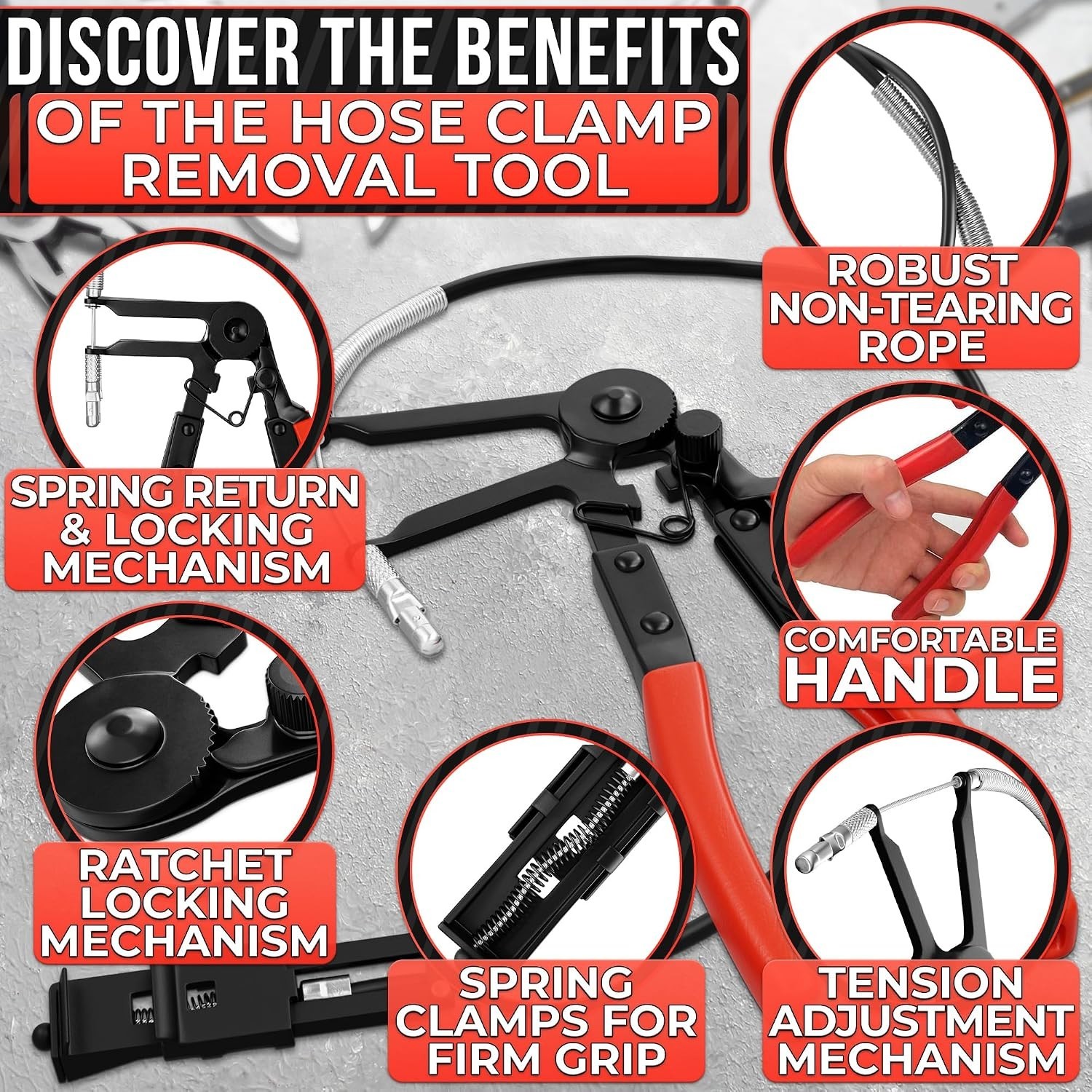 Versatile Radiator Hose Clamp Pliers, Fits 0.39″-1.97″ Clamps, Carbon Steel
