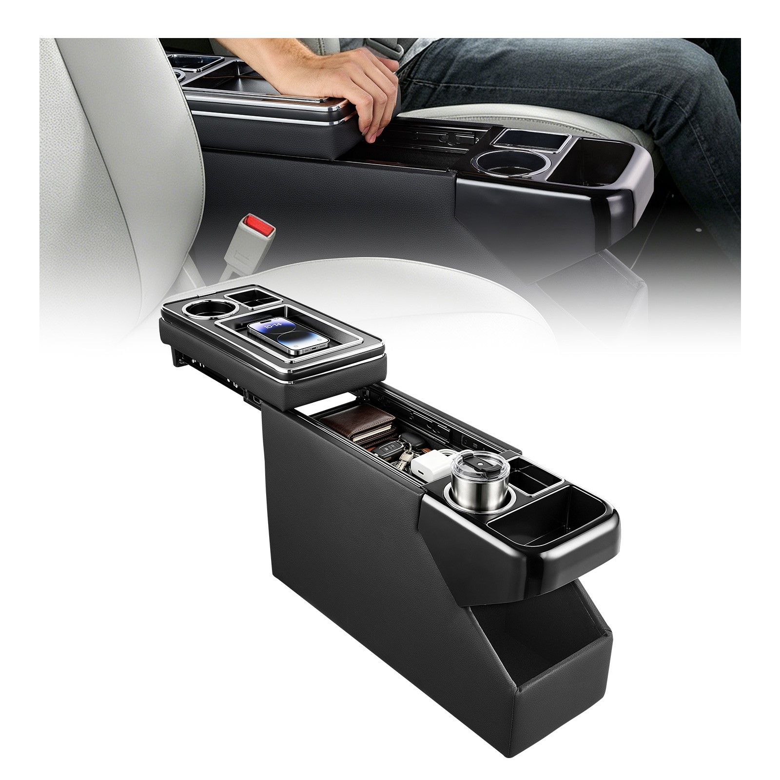 VEVOR Center Console Between Seat Floor Console Storage Box Tools Organizer