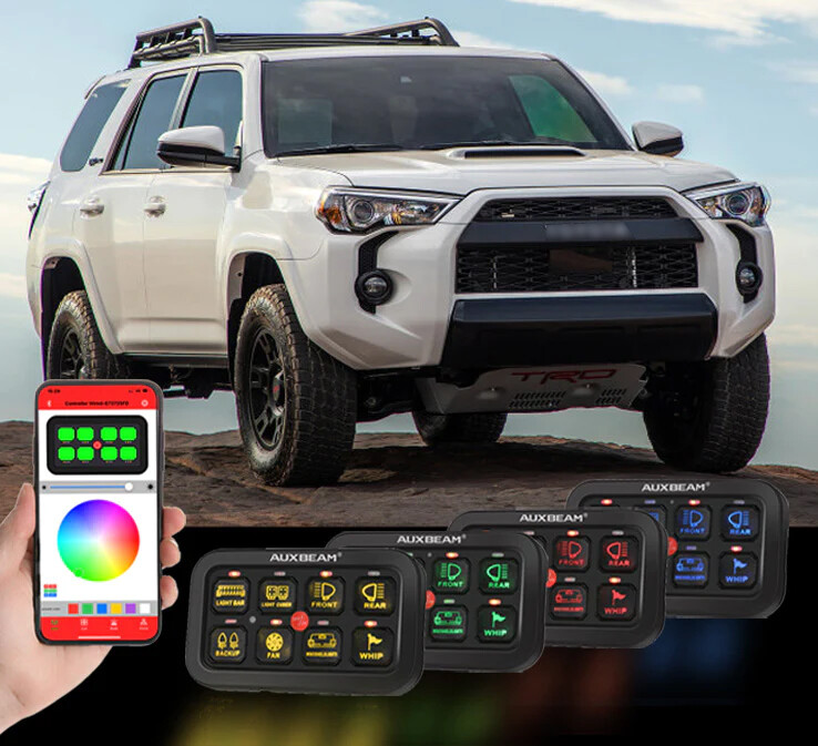 AUXBEAM AR-800 RGB Switch Panel & 47 Inch Extension Cable for Toyota 4Runner
