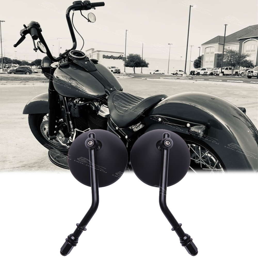 2x Motorcycle Round Rearview Mirrors For Harley Davidson Heritage Softail Fatboy