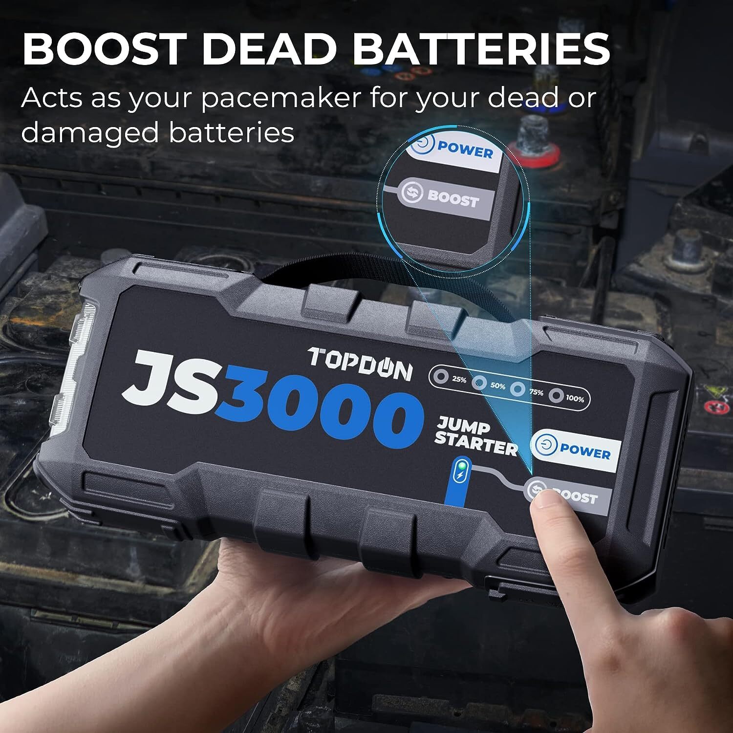 2026 TOPDON Portable 3000A Battery Booster Pack Charger Power Jump Starter Box