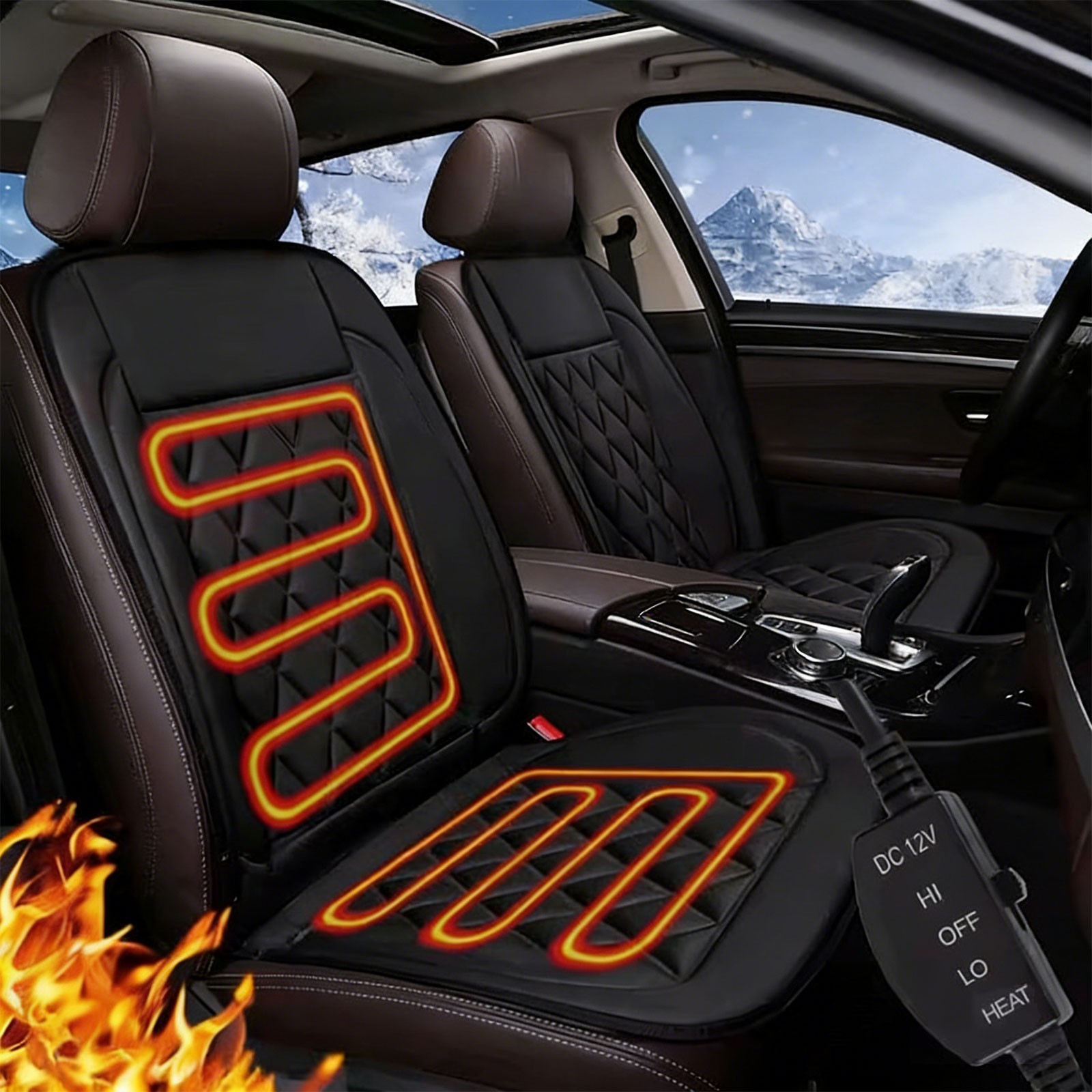 Upgrad Car Heated Seat Cover Short Plush Winter Warm 12V/24V Car Heating Cushion