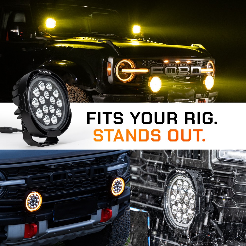 WOLFBOX 7 Inch LED Off-Road Lights with True Power Lumens- for Pickup Trucks SUV