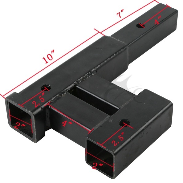 4000 LB Dual 2″ Trailer Hitch Receiver Rise-Drop Adapter Extender Extension Tow