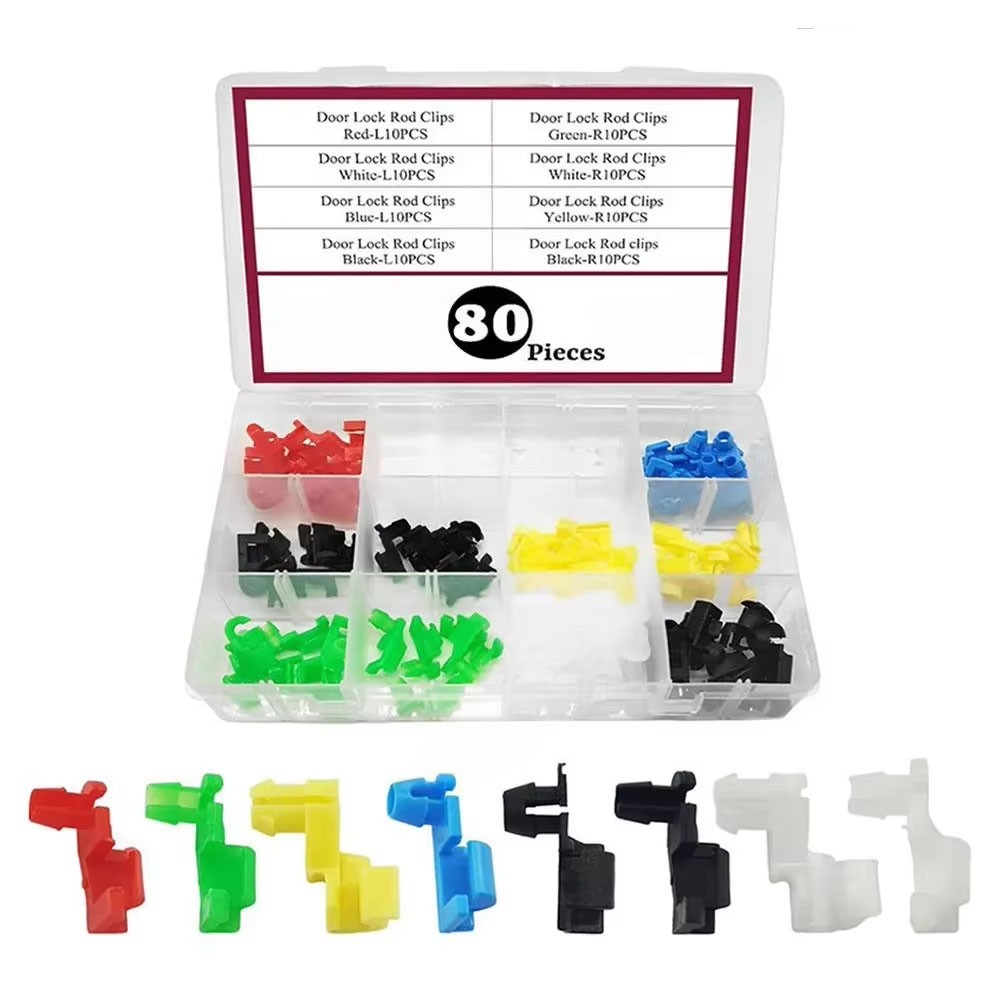 80PC Door Lock Rod Clip Set Lock Linkage Fixing Door Handles Fasteners Fixing
