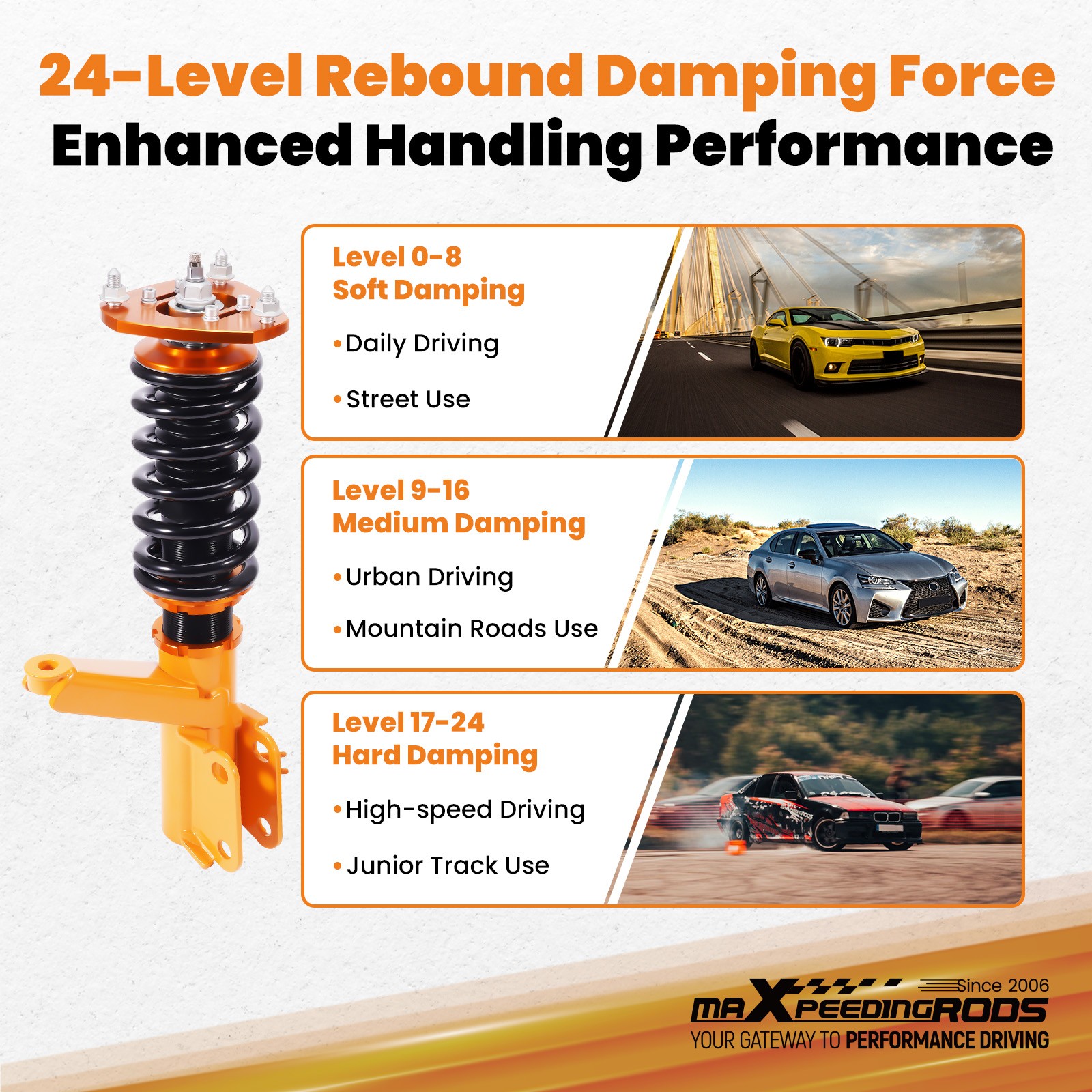 MaXpeedingrods 24 Level Damper Coilovers Spring Kit for Honda Element 2003-2011