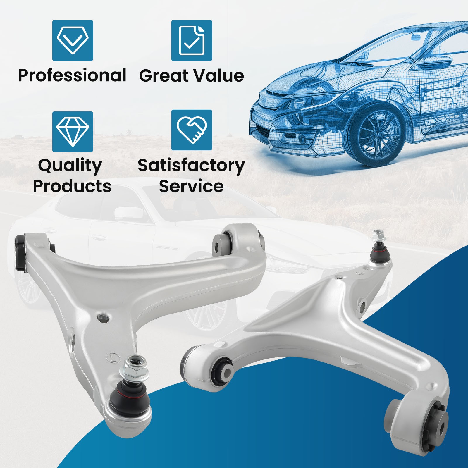 Front Lower Control Arms LH & RH For Maserati Ghibli Quattroporte M156 2014-2022