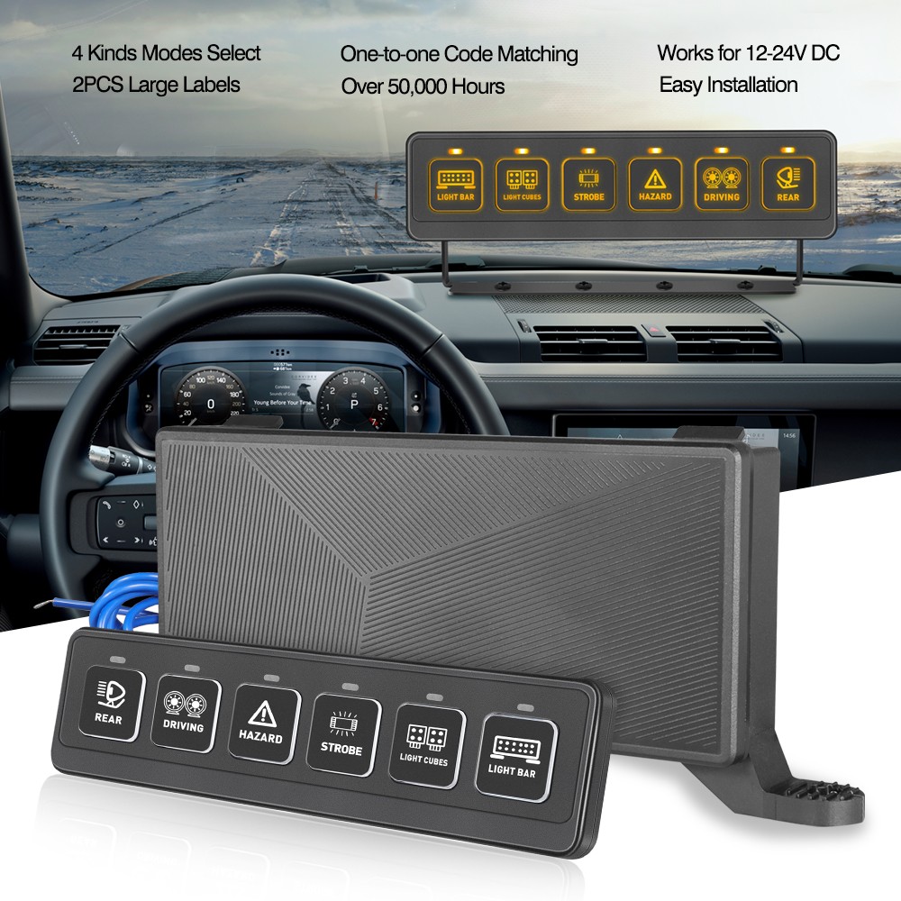 6Gang Wireless Switch Panel ON-Off Circuit Control Relay Box Truck Marine 12-24V