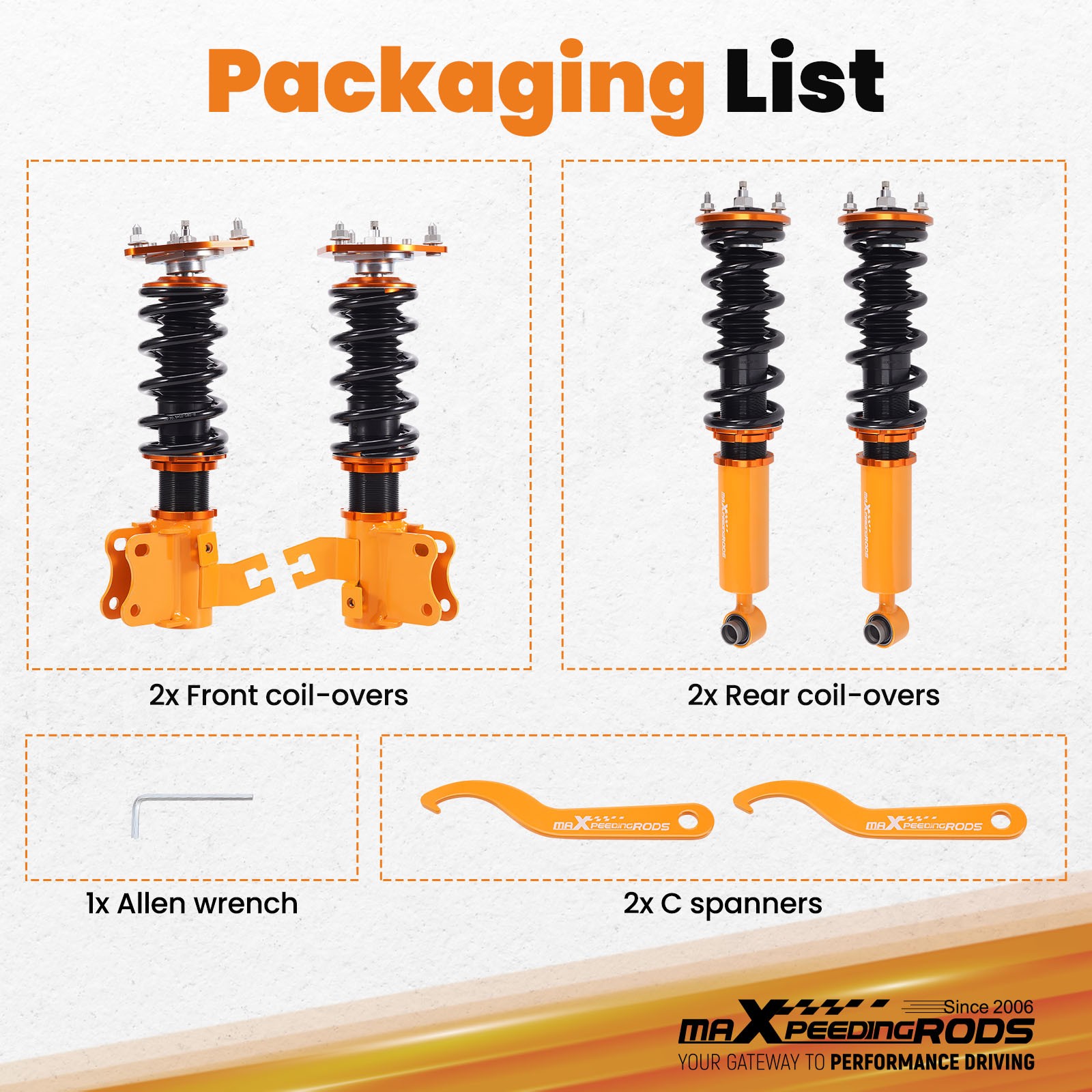 MaXpeedingrods 24 Way Adjustable Coilovers For Nissan 240sx S13 89-94 Lower Kit
