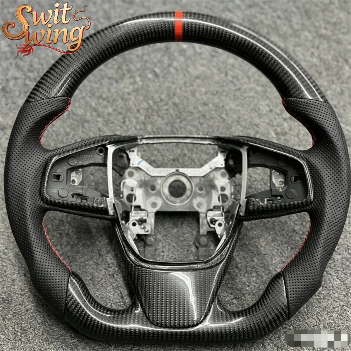 Customized black Carbon Fiber Leather Steering Wheel for 2017-2021 Honda CR-V