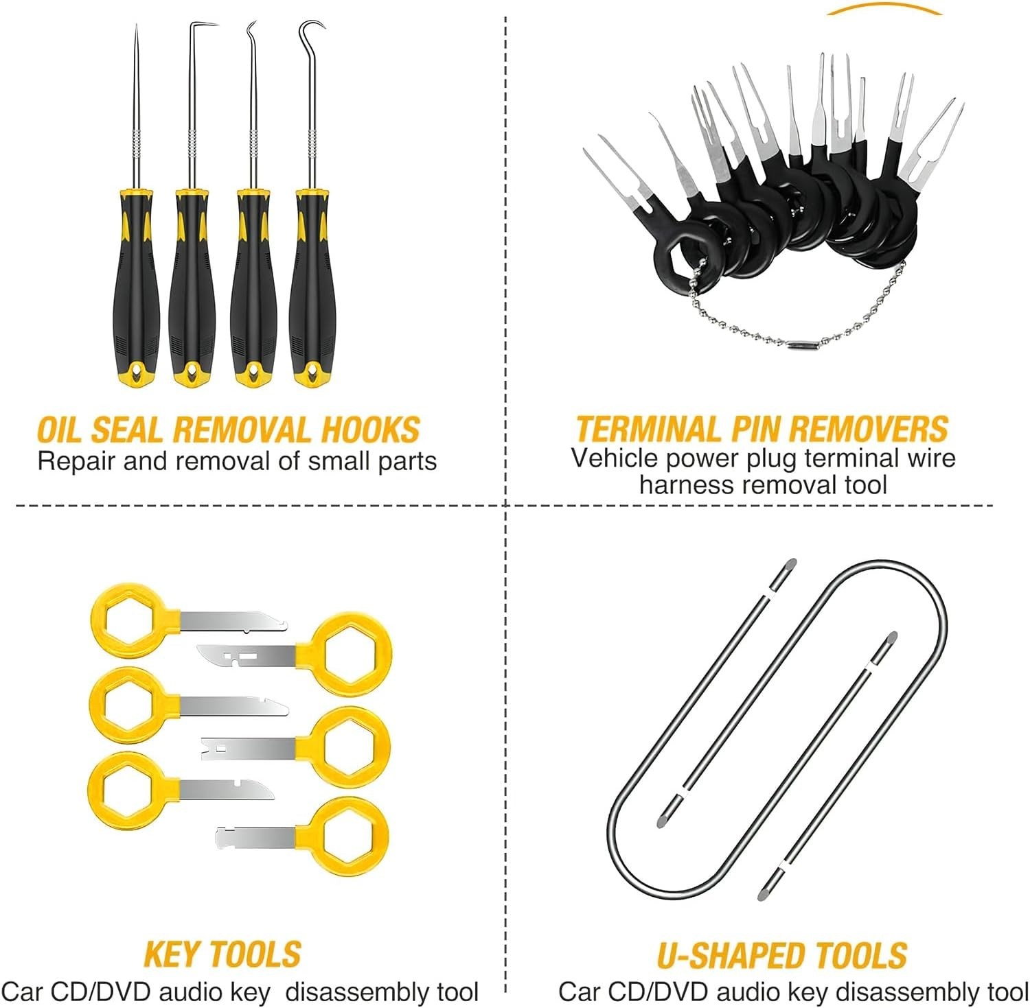 40Pcs Trim Removal Tool Yellow | Auto Multi Removal Kit-Terminal Key, Clip Pl…
