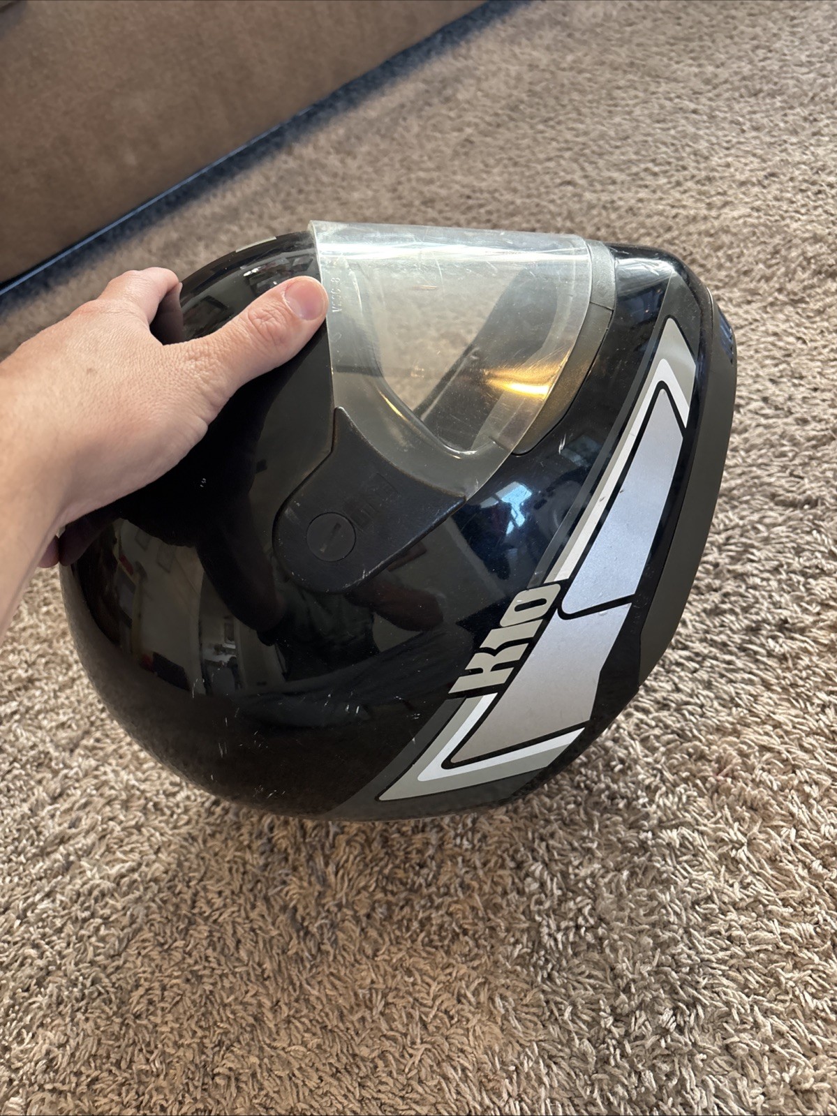 Kiwi Mototcycle Helmet K10 Visor Strap Black Vintage