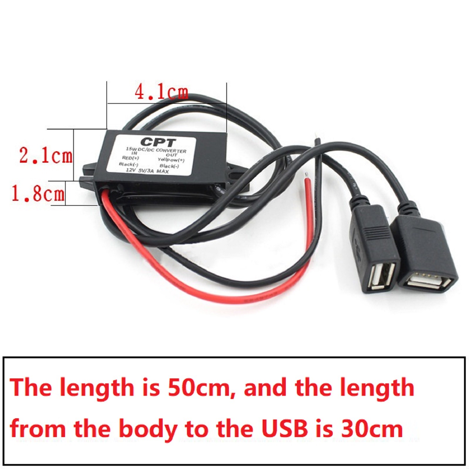 DC 12V To DC 5V 3A Dual USB Charger Adapter Power Converter Module For Car