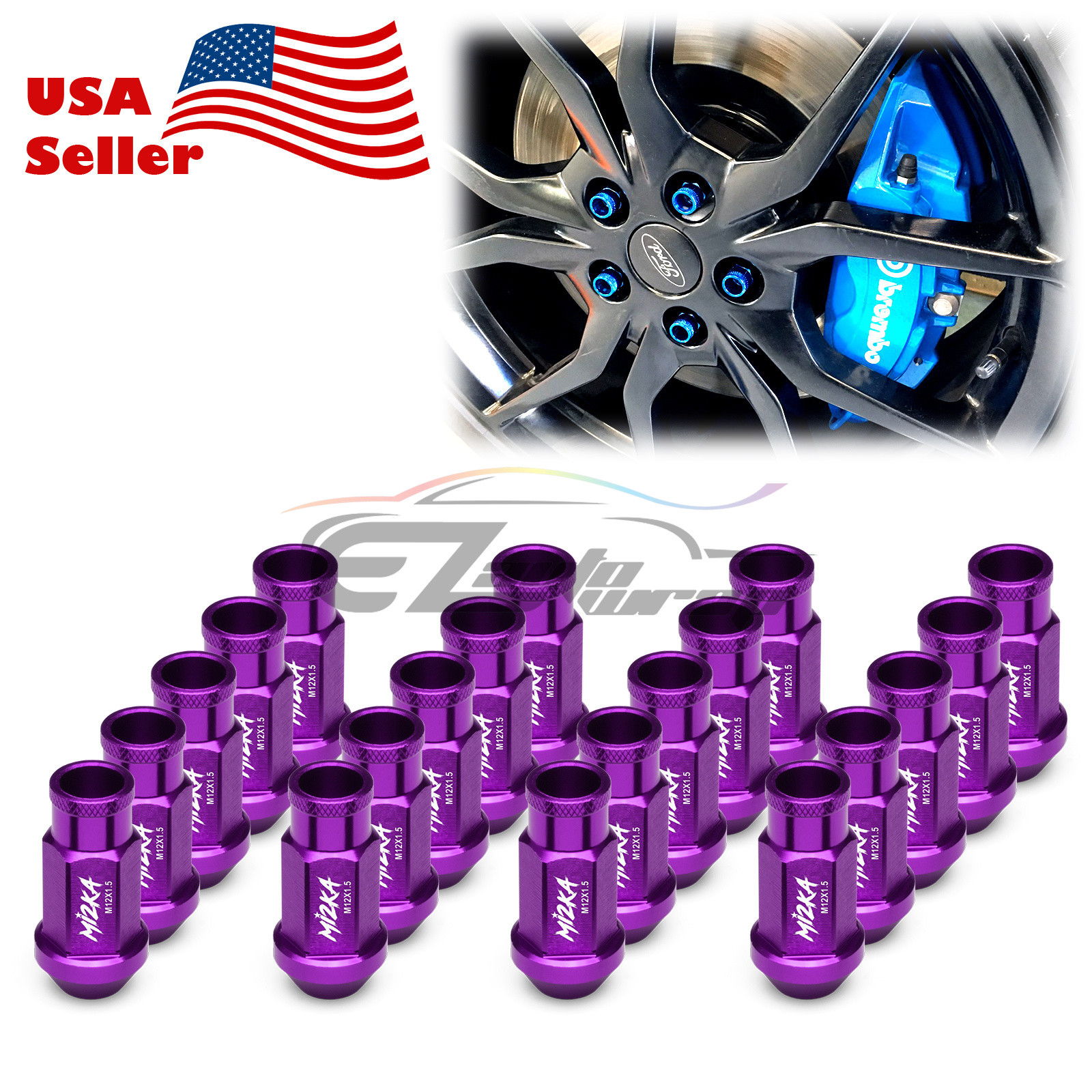 Purple 20pcs M12X1.5mm Screw Lug Nuts Short Tuner Aluminum Wheels Rims Cap WN01