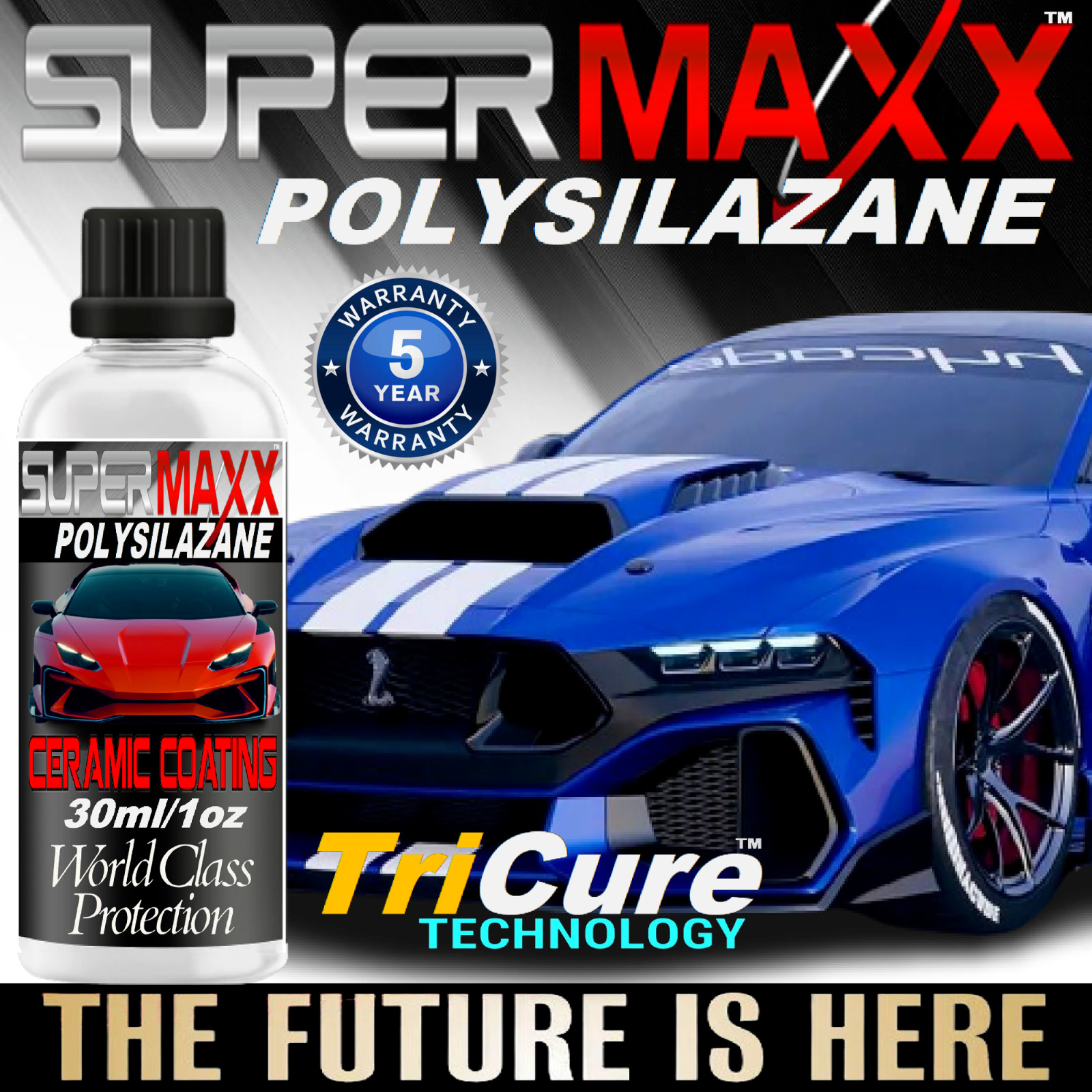 POLYSILAZANE CERAMIC CAR COATING 5 YEAR TRICURE TECHNOLOGY PAINT PROTECTION -KIT