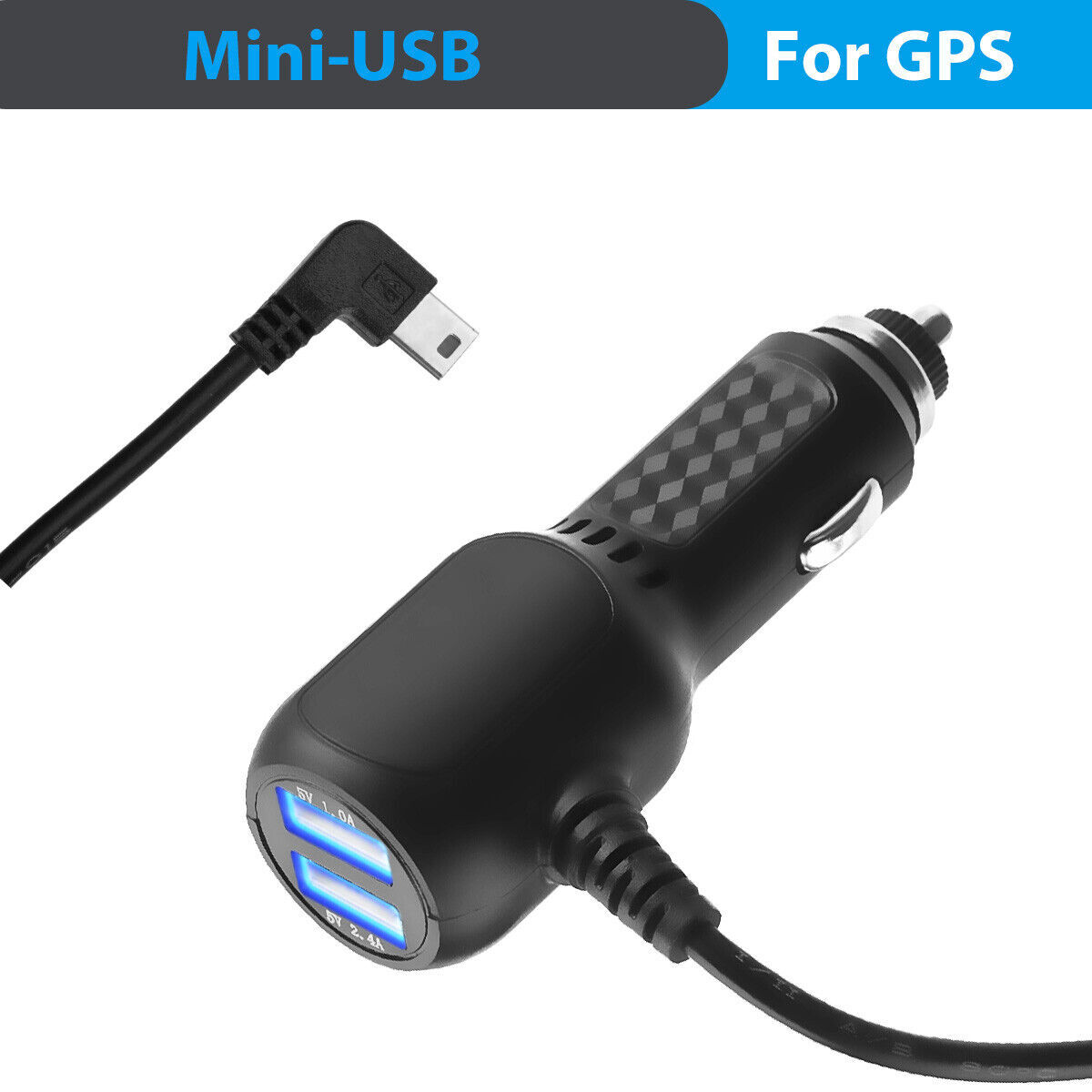 Mini USB Car Charger Power Cord for Dash Cam Recorder Vehicle DVR GPS&2 USB NEW