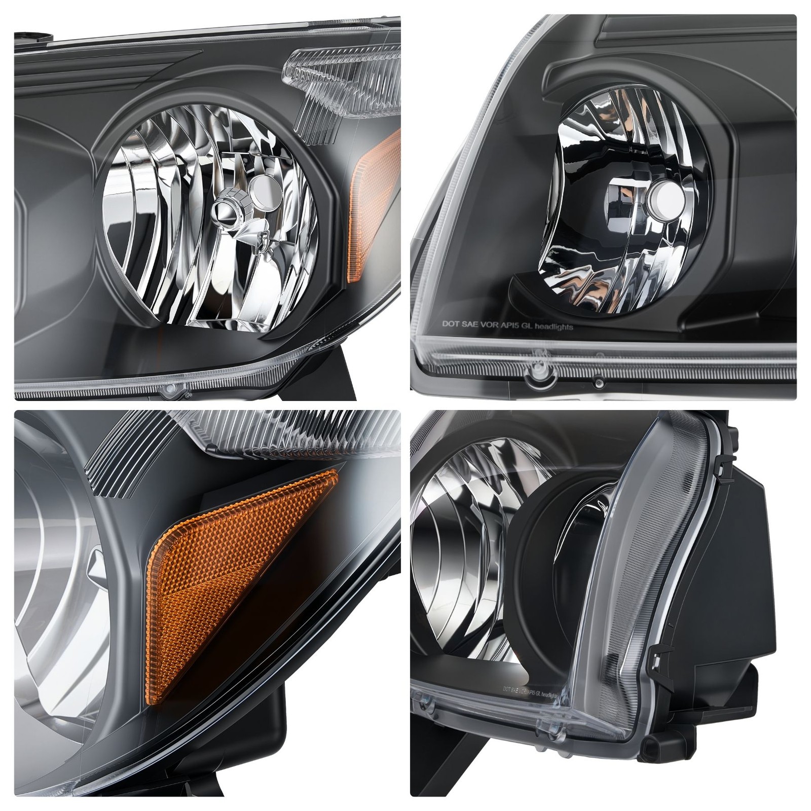 Headlight Assembly Halogen Head Lamps for 2003-2005 Toyota 4Runner L+R Black New