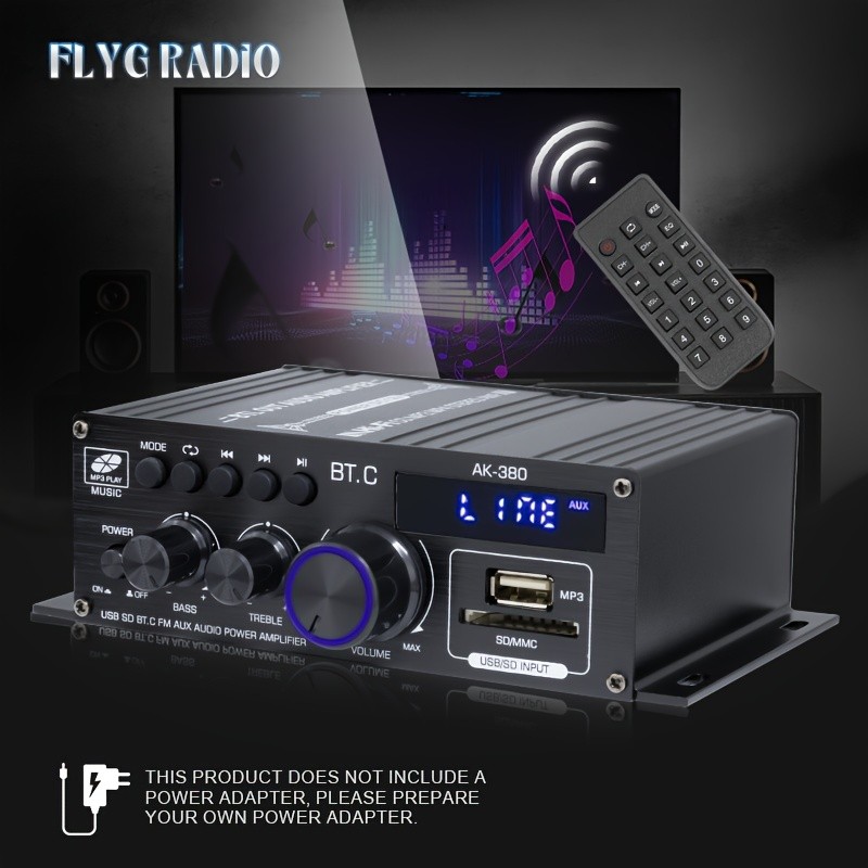 Bluetooth 5.0 Audio Power Amplifier 400W+400W 2.0 CH HiFi Stereo Amp Receiver