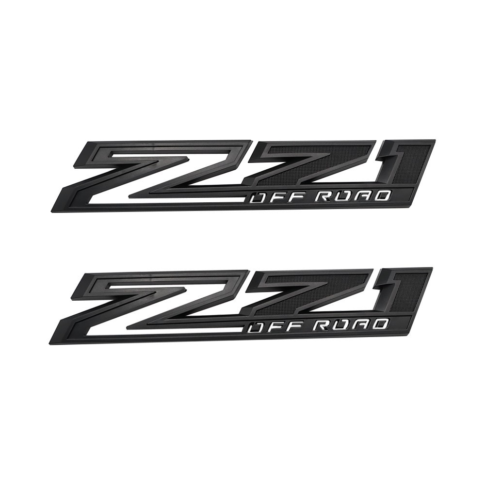 2Pcs Matte Black Z71 Emblems Fender Letter Nameplate For Silverado Z71 Off Road