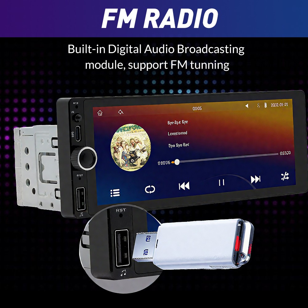 6.86” Single 1Din Car Stereo Radio Carplay/Android Auto Touch Screen MP5 Player