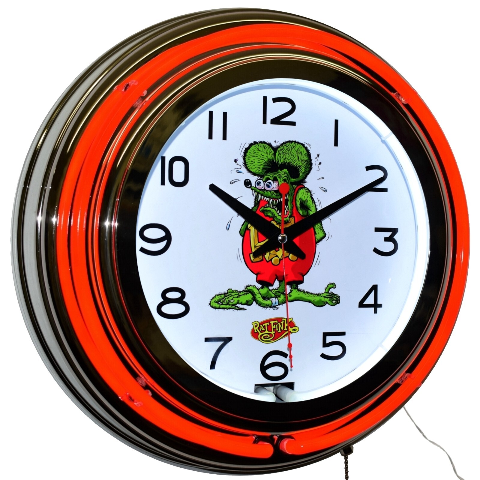 15″ Rat Fink Hot Rod Double Neon Clock Man Cave Garage Game Room Decor (Red)
