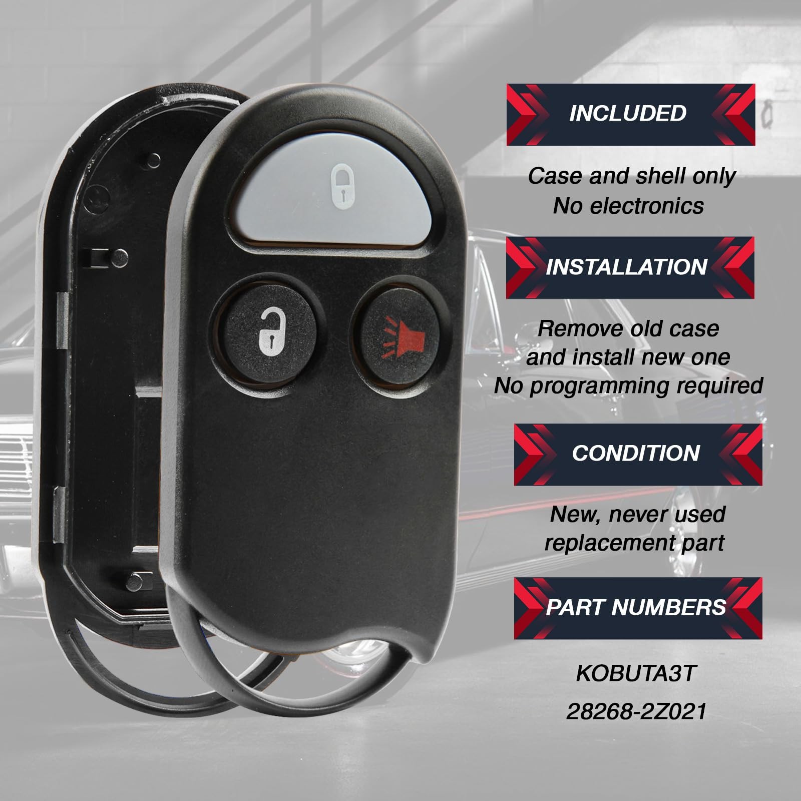 Key Fob Remote Shell Case 3-Button Replacement for 1997 1998 1999 2000 One