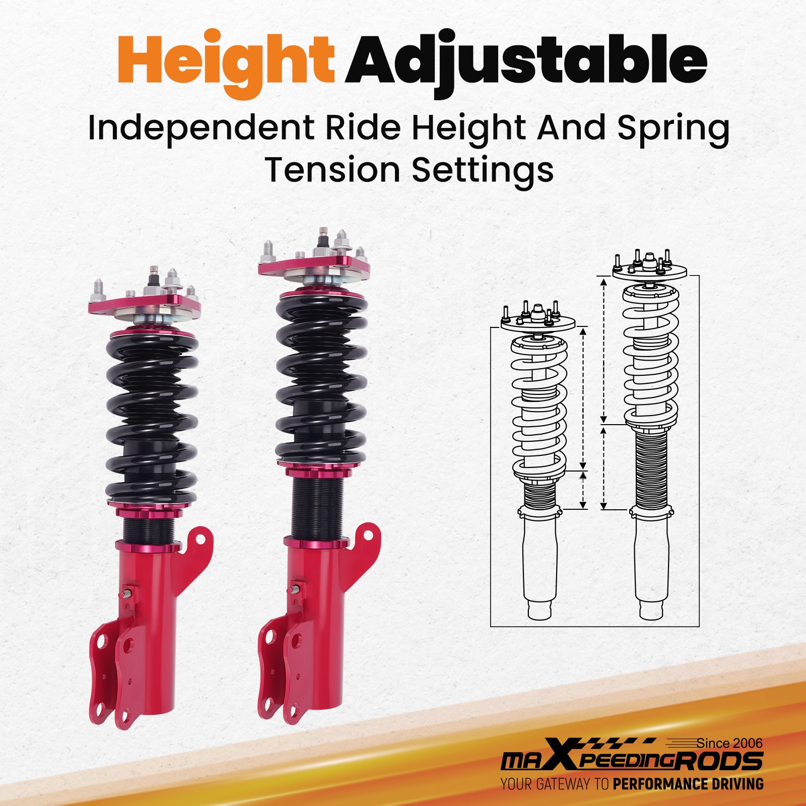 MaXpeedingrods 24 Way Adjustable Coilovers Shock Kit for Mitsubishi Lancer 08-17