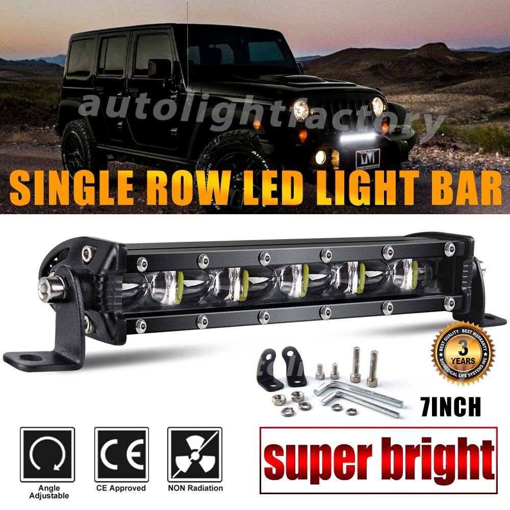 Slim Single Row 7″ 14″ 20″ 26 32 38 44 50 LED Light Bar Off Road Driving ATV SUV